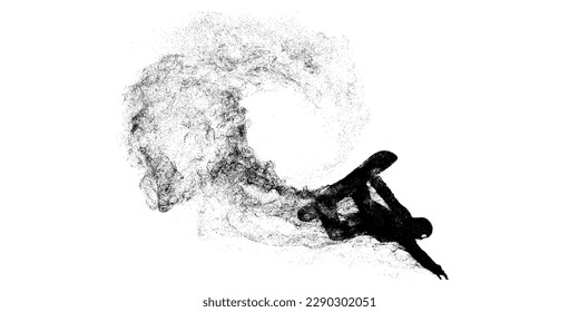 Abstract silhouette of a snowboarding on white background. The snowboarder man doing a trick. Carving. Vector illustration