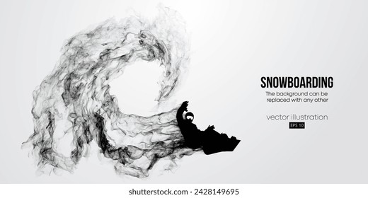 Abstract silhouette of a snowboarding on white background. The snowboarder man doing a trick. Carving. Vector illustration