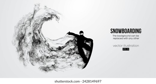 Abstract silhouette of a snowboarding on white background. The snowboarder man doing a trick. Carving. Vector illustration