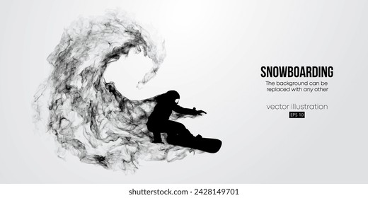 Abstract silhouette of a snowboarding on white background. The snowboarder man doing a trick. Carving. Vector illustration