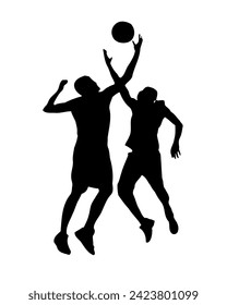 abstract silhouette sports men basketball defending strategy