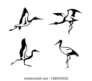 Abstract silhouette of storks. Logo for the company
