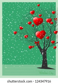 Abstract silhouette of a tree with hearts for St. Valentine's Day