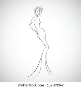 abstract silhouette. Vector illustration. lady in an elegant dress