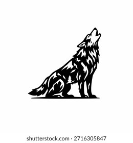abstrato silhueta vetor logotipo de um lobo da montanha 