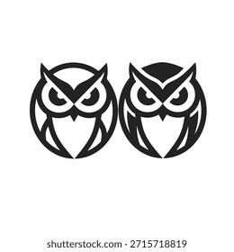 Logotipo abstracto del Vector de la silueta de dos búhos 
