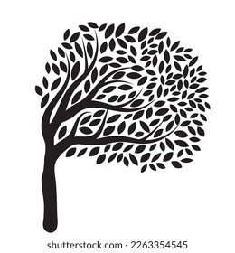 Abstract silhouette vector tree.illustration on a white background design. 
