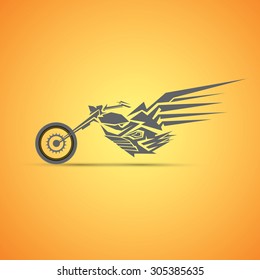 abstract silhouette of vintage motorcycle.  motorbike label, badge, design element. abstract motorcycle logo