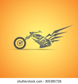 abstract silhouette of vintage motorcycle.  motorbike label, badge, design element. abstract motorcycle logo