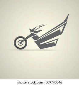 abstract silhouette of vintage motorcycle. motorbike label, badge, design element. abstract motorcycle logo