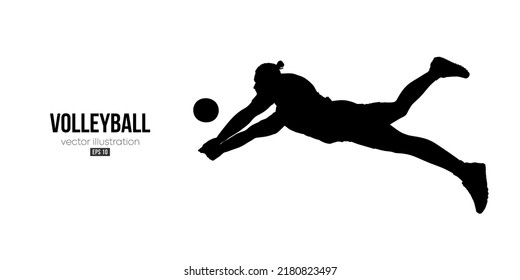 Abstract silhouette of a volleyball player on white background. Volleyball player man hits the ball. Vector illustration