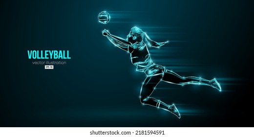 Abstract Silhouette Volleyball Player On Blue Stock Vector (Royalty ...