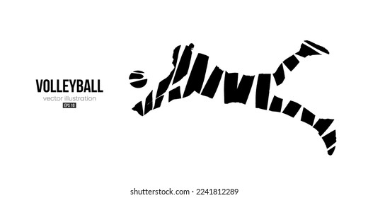 Abstract silhouette of a volleyball player on white background. Volleyball player woman hits the ball. Vector illustration