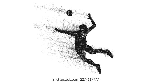 Abstract silhouette of a volleyball player on white background. Volleyball player man hits the ball. Vector illustration