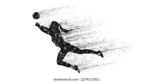 Abstract silhouette of a volleyball player on white background. Volleyball player woman hits the ball. Vector illustration