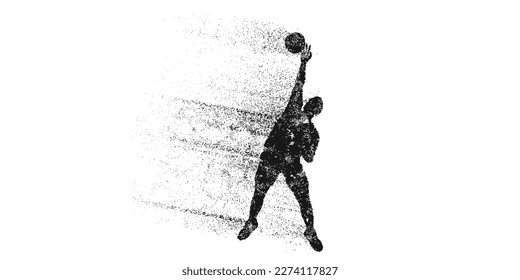 Abstract silhouette of a volleyball player on white background. Volleyball player man hits the ball. Vector illustration