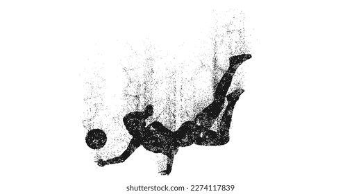 Abstract silhouette of a volleyball player on white background. Volleyball player woman hits the ball. Vector illustration