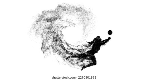 Abstract silhouette of a volleyball player on white background. Volleyball player woman hits the ball. Vector illustration