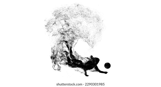 Abstract silhouette of a volleyball player on white background. Volleyball player woman hits the ball. Vector illustration