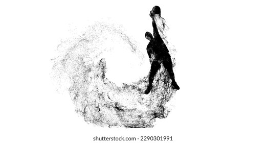 Abstract silhouette of a volleyball player on white background. Volleyball player man hits the ball. Vector illustration