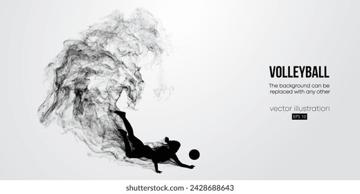 Abstract silhouette of a volleyball player on white background. Volleyball player man hits the ball. Vector illustration