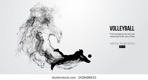 Abstract silhouette of a volleyball player on white background. Volleyball player man hits the ball. Vector illustration