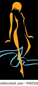 Abstract woman?s silhouette in water