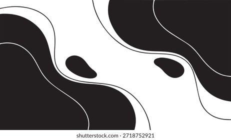 Abstract Silhouette Wave Background Black and White Vector