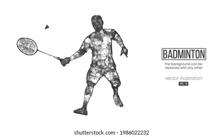 Abstract silhouette of a wireframe badminton player from particles on the background. Convenient organization of eps file. Vector illustartion.