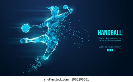 Abstract silhouette of a wireframe badminton player from particles on the background. Convenient organization of eps file. Vector illustartion.