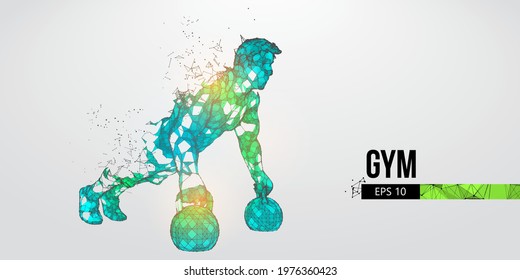 Abstract silhouette of a wireframe bodybuilder. Man on the white background. Gym. Convenient organization of eps file. Vector illustration. Thanks for watching