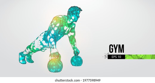 Abstract silhouette of a wireframe bodybuilder. Man on the white background. Gym. Convenient organization of eps file. Vector illustration. Thanks for watching