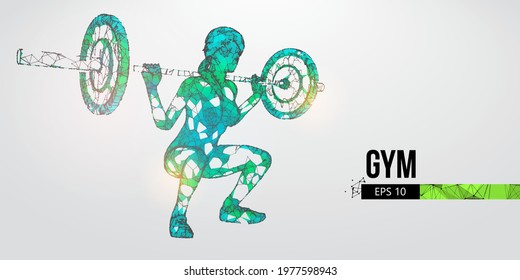 Abstract silhouette of a wireframe bodybuilder. Woman on the white background. Gym. Convenient organization of eps file. Vector illustration. Thanks for watching