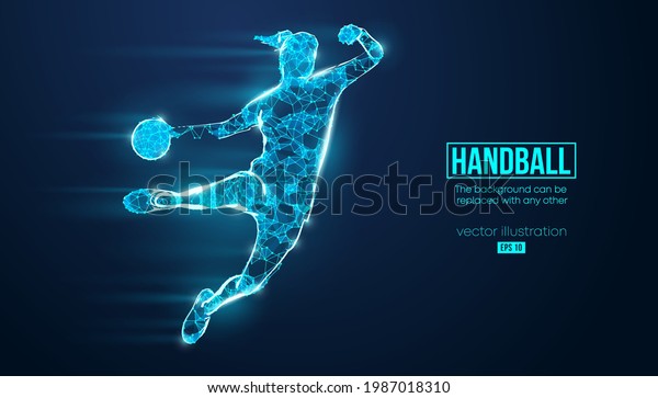 Abstract silhouette of\
a wireframe handball player from particles on the background.\
Convenient organization of eps file. Vector illustartion. Thanks\
for watching