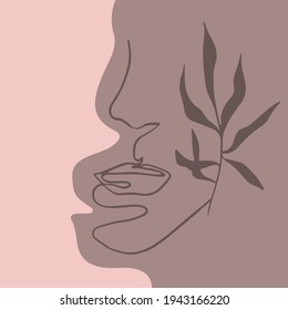 Abstract silhouette of a woman on a background of spots. Vector illustrations for posters, t-shirts, business cards, cosmetics.