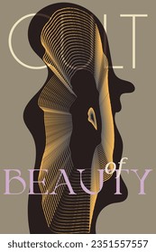 Abstract silhouette of a woman on brown and beige background with slogan. Abstract lines made silhouette of a woman. Vector illustration for posters and not only.