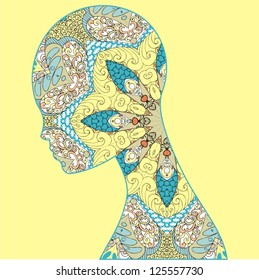 Abstract silhouette woman (paisley)