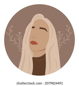 Abstract silhouette of a woman with white hair. Young woman. Vector illustration. Vector illustration