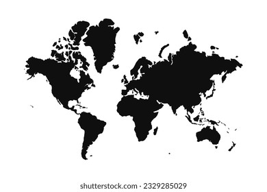 Abstract Silhouette World Simple Map, can be used for business designs, presentation designs or any suitable designs.