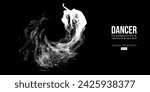 Abstract silhouette of a young hip-hop dancer, breake dancing man isolated on black background. Vector illustration