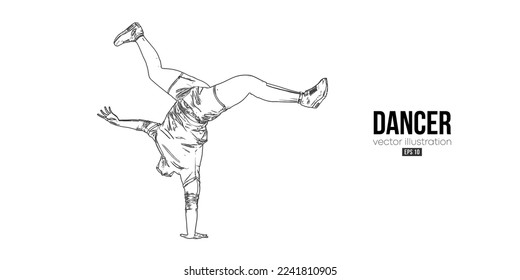 Abstract silhouette of a young hip-hop dancer, breake dancing man isolated on white background. Vector illustration