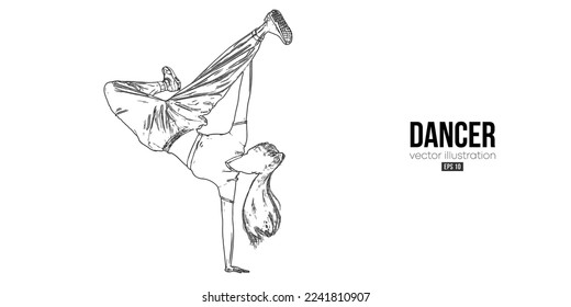 Abstract silhouette of a young hip-hop dancer, breake dancing woman isolated on white background. Vector illustration