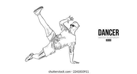 Abstract silhouette of a young hip-hop dancer, breake dancing man isolated on white background. Vector illustration