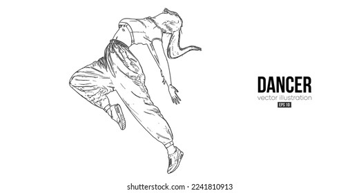 Abstract silhouette of a young hip-hop dancer, breake dancing woman isolated on white background. Vector illustration