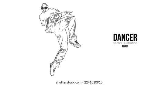 Abstract silhouette of a young hip-hop dancer, breake dancing man isolated on white background. Vector illustration