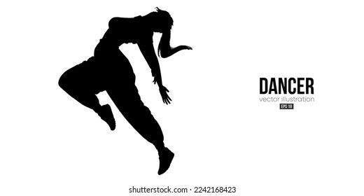 Abstract silhouette of a young hip-hop dancer, breake dancing woman isolated on white background. Vector illustration