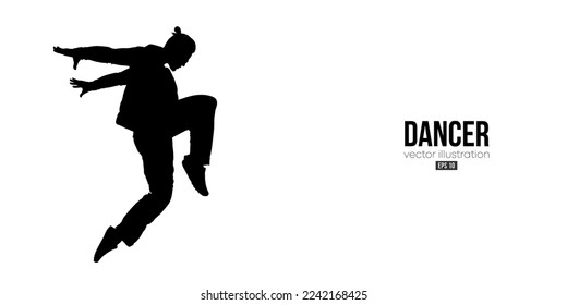 Abstract silhouette of a young hip-hop dancer, breake dancing man isolated on white background. Vector illustration