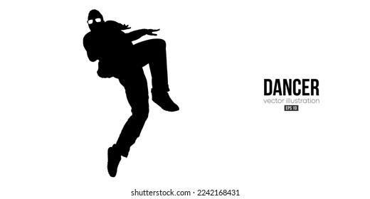 Abstract silhouette of a young hip-hop dancer, breake dancing man isolated on white background. Vector illustration