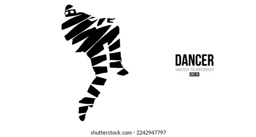 Abstract silhouette of a young hip-hop dancer, breake dancing man isolated on white background. Vector illustration