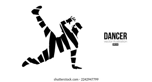 Abstract silhouette of a young hip-hop dancer, breake dancing man isolated on white background. Vector illustration